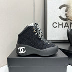 CC 26s Casual Sneakers Black Fabric Sheepskin 626368