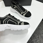 CC 26s Casual Sneakers Rhinestones Black White Mesh Sheepskin 626364
