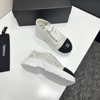 CC 26s Casual Sneakers Rhinestones Ivory Black Mesh Sheepskin 626361