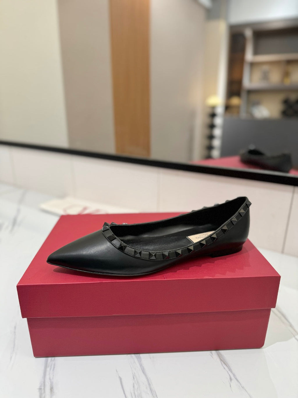 VT Rockstud Ballet Flat Black Goatskin 351986