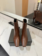YSL 25  High-heeled Boot Brown Cowhide 520776