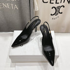 Celine 25C Slingback Pump Black Patent Leather 236769
