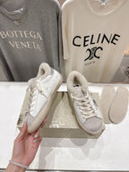 Golden Goose 2025 Wool-Lined Dirty Sneaker Ivory Silver Cowhide 491656