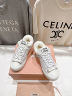 MiuMiu 25 Sneaker White Suede Cowhide Fur 535584