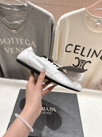 Prada 25s ballet flats white sheepskin 535497