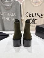 YSL 2025 Short Boot Green Suede 567583