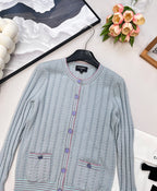 CC 25 Pocket Cardigan Blue Cashmere Cotton