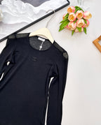 CC 25 long-sleeved shirt black tencel cotton