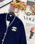 CC 26 V-neck Knit Cardigan Navy Blue Wool Cashmere 785160