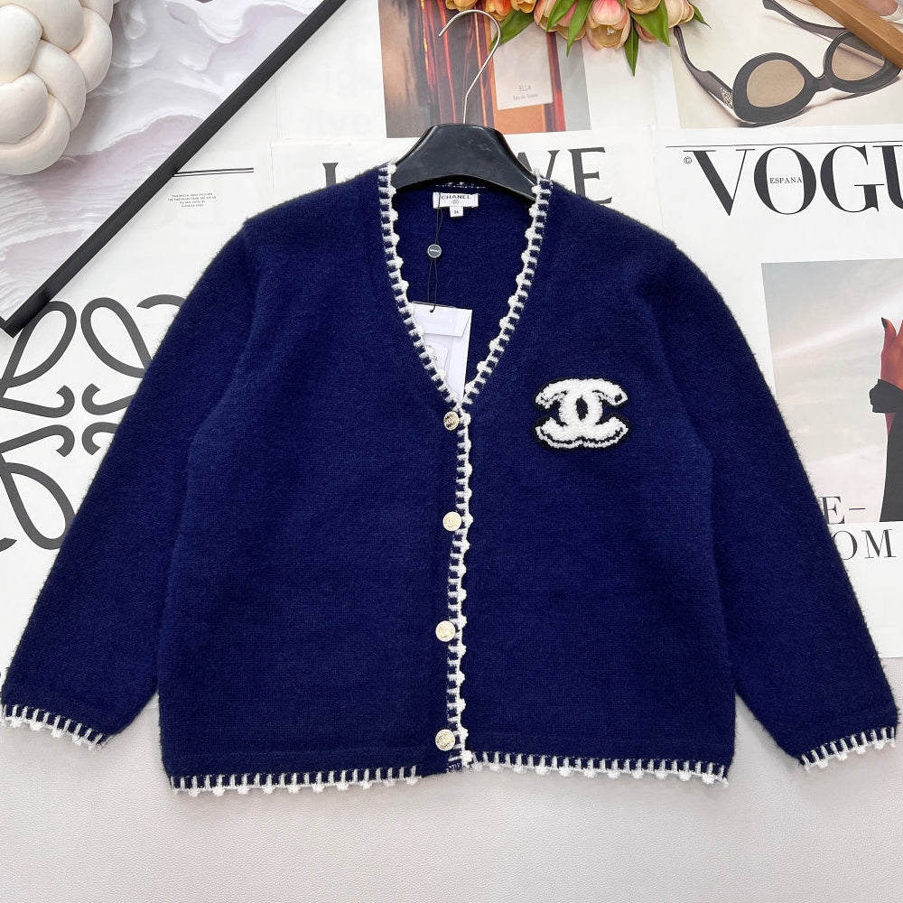 CC 26 V-neck Knit Cardigan Navy Blue Wool Cashmere 785160