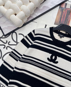 CC 26 Striped Plush Letter Knit Sweater Black White Wool 785169