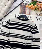 CC 26 Striped Plush Letter Knit Sweater Black White Wool 785169
