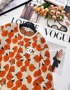 CC 26 Floral Pattern Cardigan Orange Beige Wool Cashmere 785282