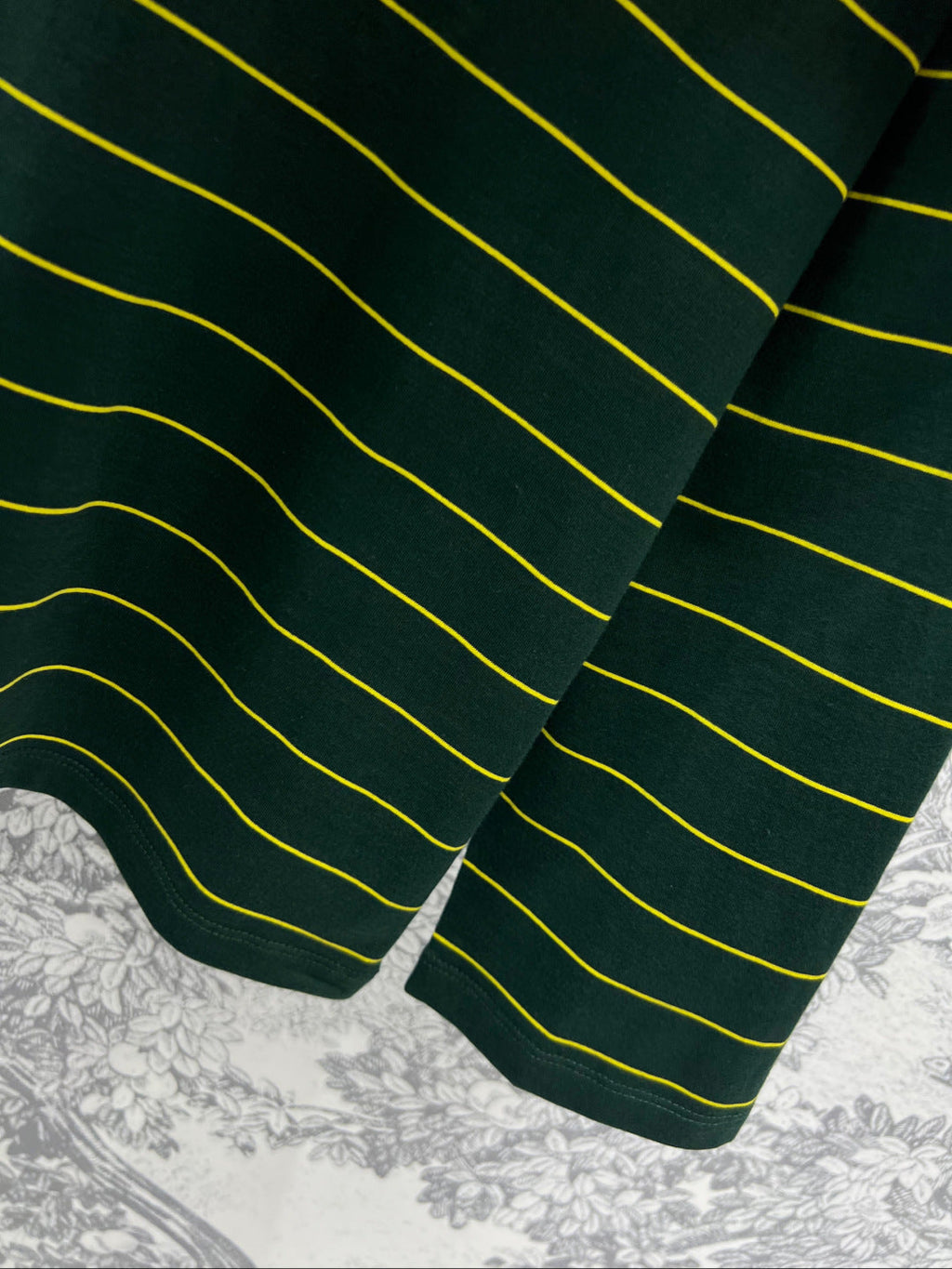 Miu Miu 25 Striped Long-sleeved T-shirt Green Cotton