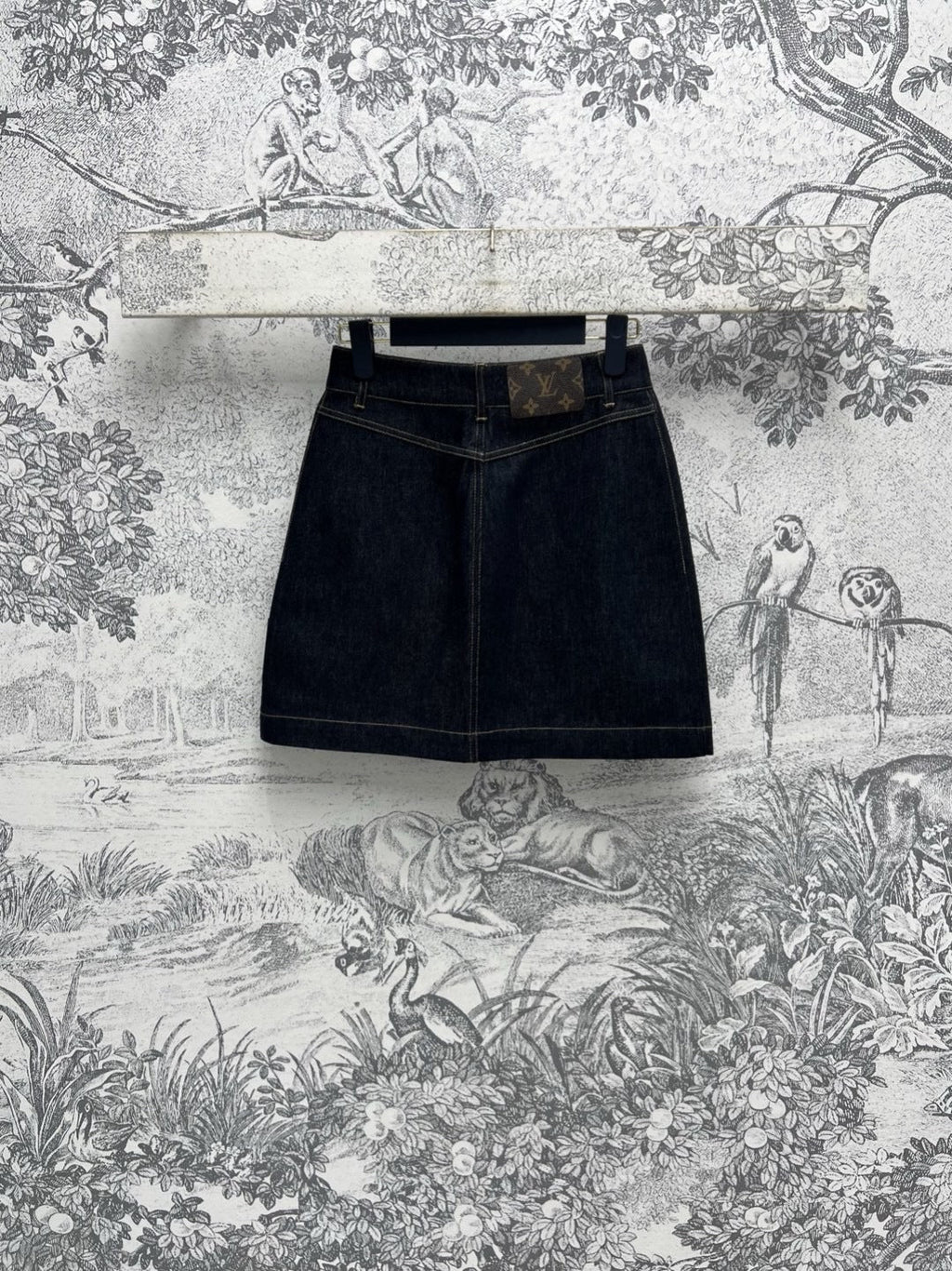 LV 25 Denim Skirt Black Cotton