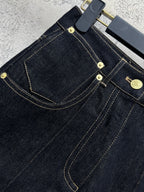 LV 25 Denim Shorts  Black Cotton