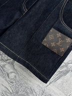 LV 25 Denim Shorts  Black Cotton