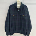 Miu Miu Plaid Drop Shoulder Jacket Green Blue Wool