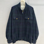 Miu Miu Plaid Drop Shoulder Jacket Green Blue Wool
