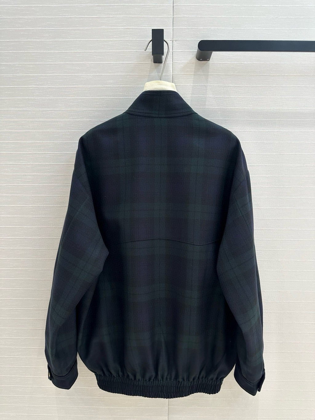 Miu Miu Plaid Drop Shoulder Jacket Green Blue Wool