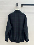 Miu Miu Plaid Drop Shoulder Jacket Green Blue Wool