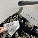 CD 25 Print Short Black Gold Jacquard fabric