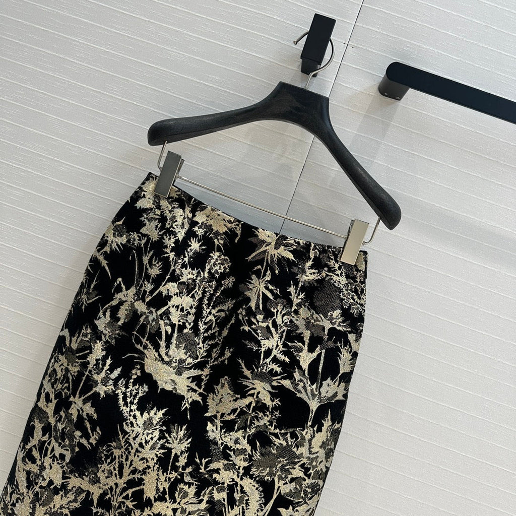 CD 25 Print Shirt Black Gold Jacquard fabric