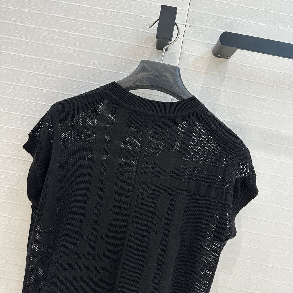 Hm 25 Short-sleeved Sweater Black Mesh Polyester