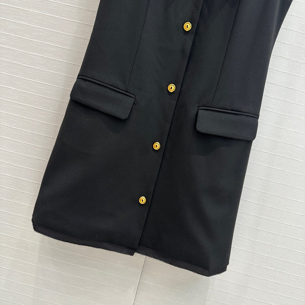 Miu Miu Sleveeless Dress Black Polyester Fiber