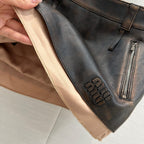 Miu Miu 25 Short Skirt Black Brown Sheepskin