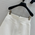 Hm 25  Zippered Skirt White Cotton