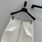Hm 25  Zippered Skirt White Cotton