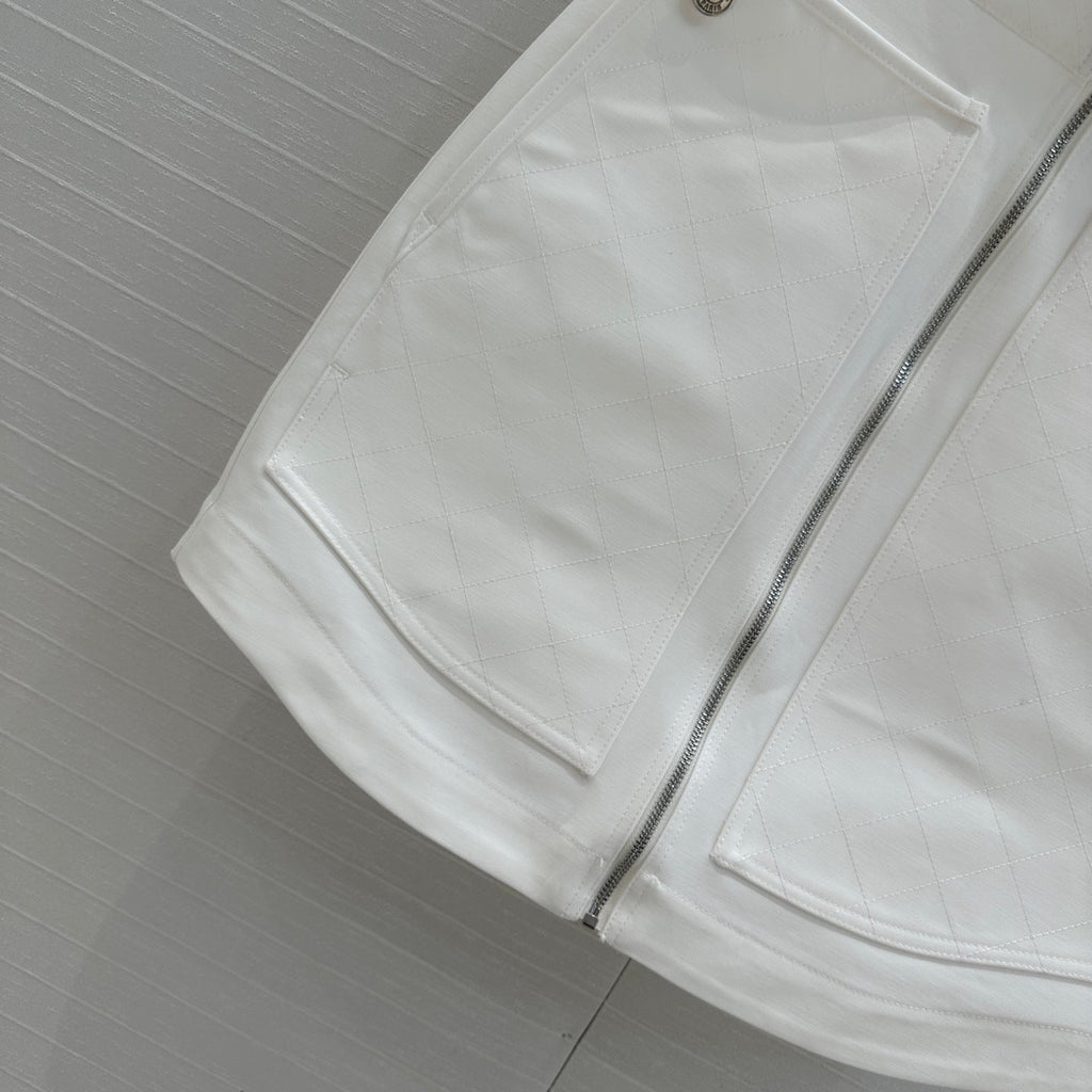 Hm 25  Zippered Skirt White Cotton
