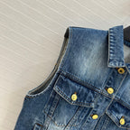 LV 25 Denim Vest Jacket Blue Cotton