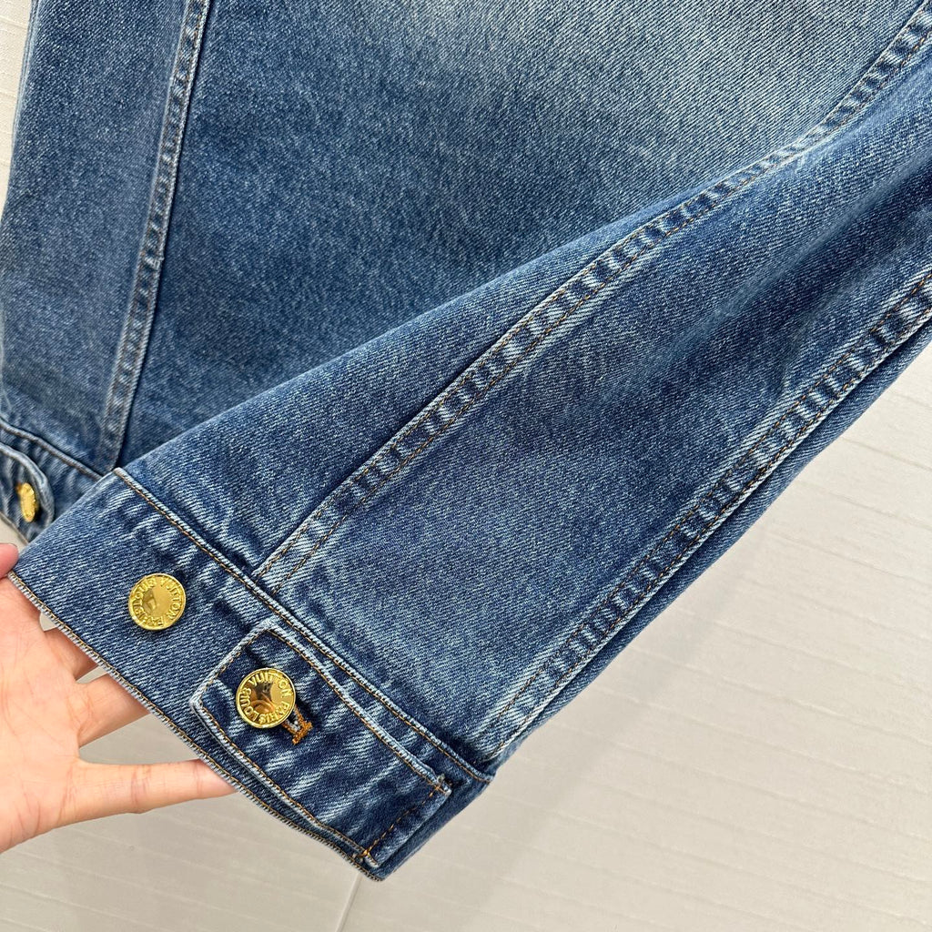 LV 25 Denim Vest Jacket Blue Cotton
