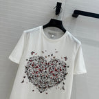 CD Heart T-shirt White Cotton Polyester