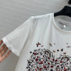 CD Heart T-shirt White Cotton Polyester