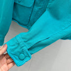 Prada 25 Hooded Short Jacket Blue-green Cotton