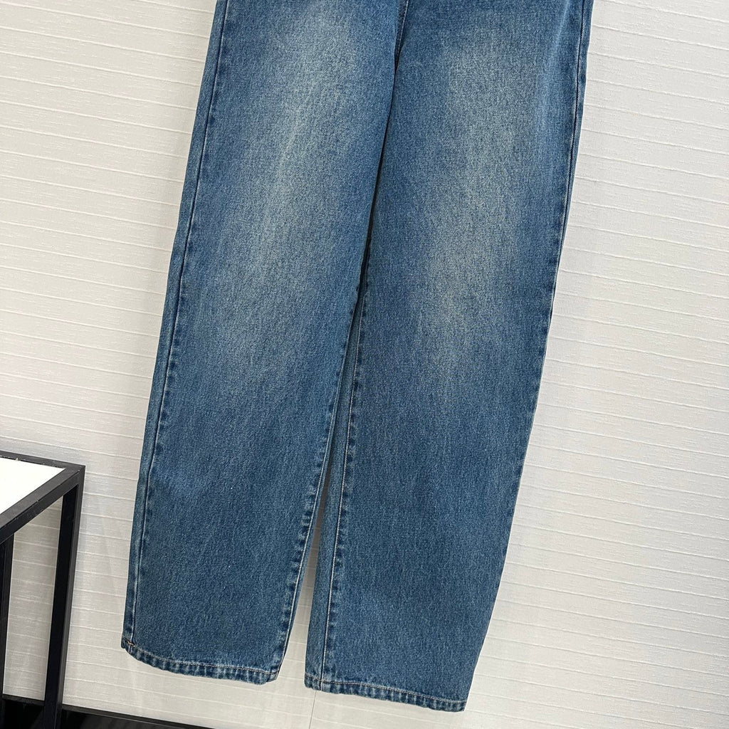 Prada 25 Halter Ntube Top Suspender Jumpsuit Blue Cotton