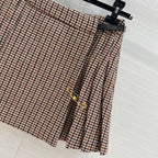 Celine Pleated Skirt Brown Wool Cotton Polyester