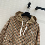 Miu Miu Pattern Hooded Jacket Beige Brown Polyester