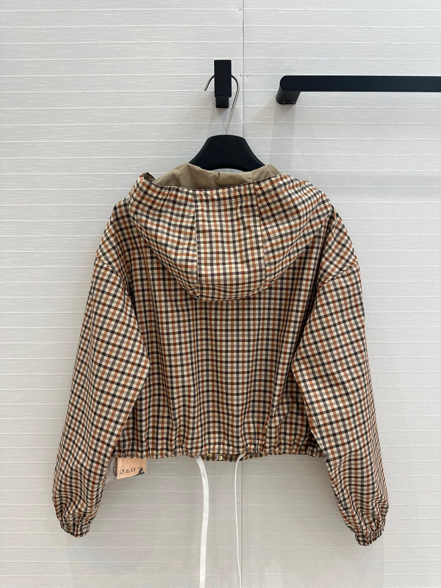 Miu Miu Pattern Hooded Jacket Beige Brown Polyester