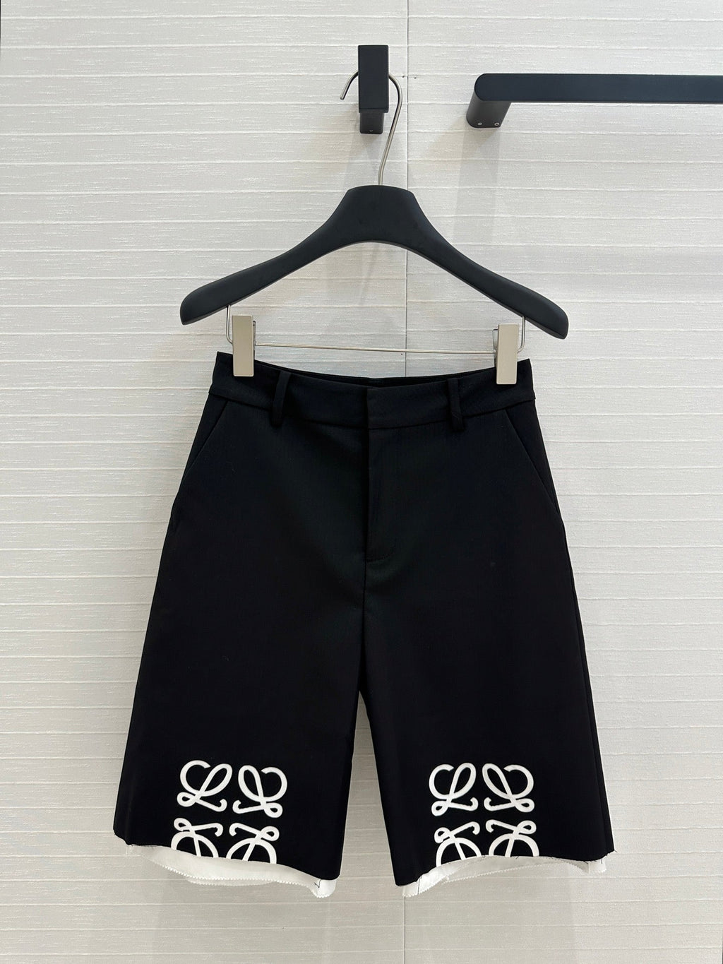 Loewe Striped Mid-length Shorts Black Cotton