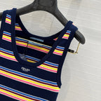 Prada 2025 Striped Vest Navy Blue mix colors Cotton
