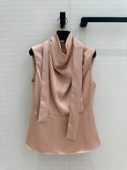 Fendi Long Ribbon Drape Waisted Top Pink Polyester