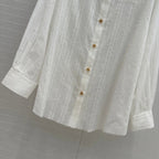Loewe Hollow Logo Embroidered Striped Shirt White Cotton