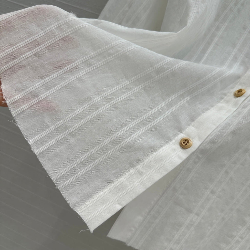 Loewe Hollow Logo Embroidered Striped Shirt White Cotton