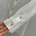 Loewe Hollow Logo Embroidered Striped Shirt White Cotton