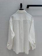 Loewe Hollow Logo Embroidered Striped Shirt White Cotton