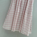 Loewe Plaid Suspender Skirt Pink Cotton